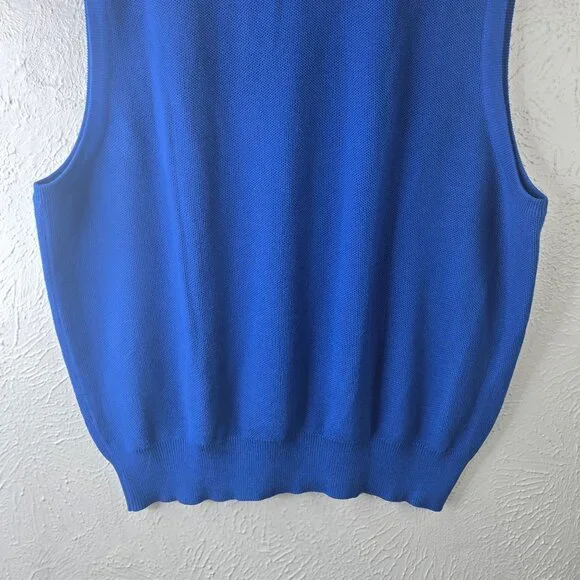 Polo Golf Ralph Lauren V-Neck Sweater Vest XL Blue Cotton Knit Logo Pony Preppy - Picture 7 of 10